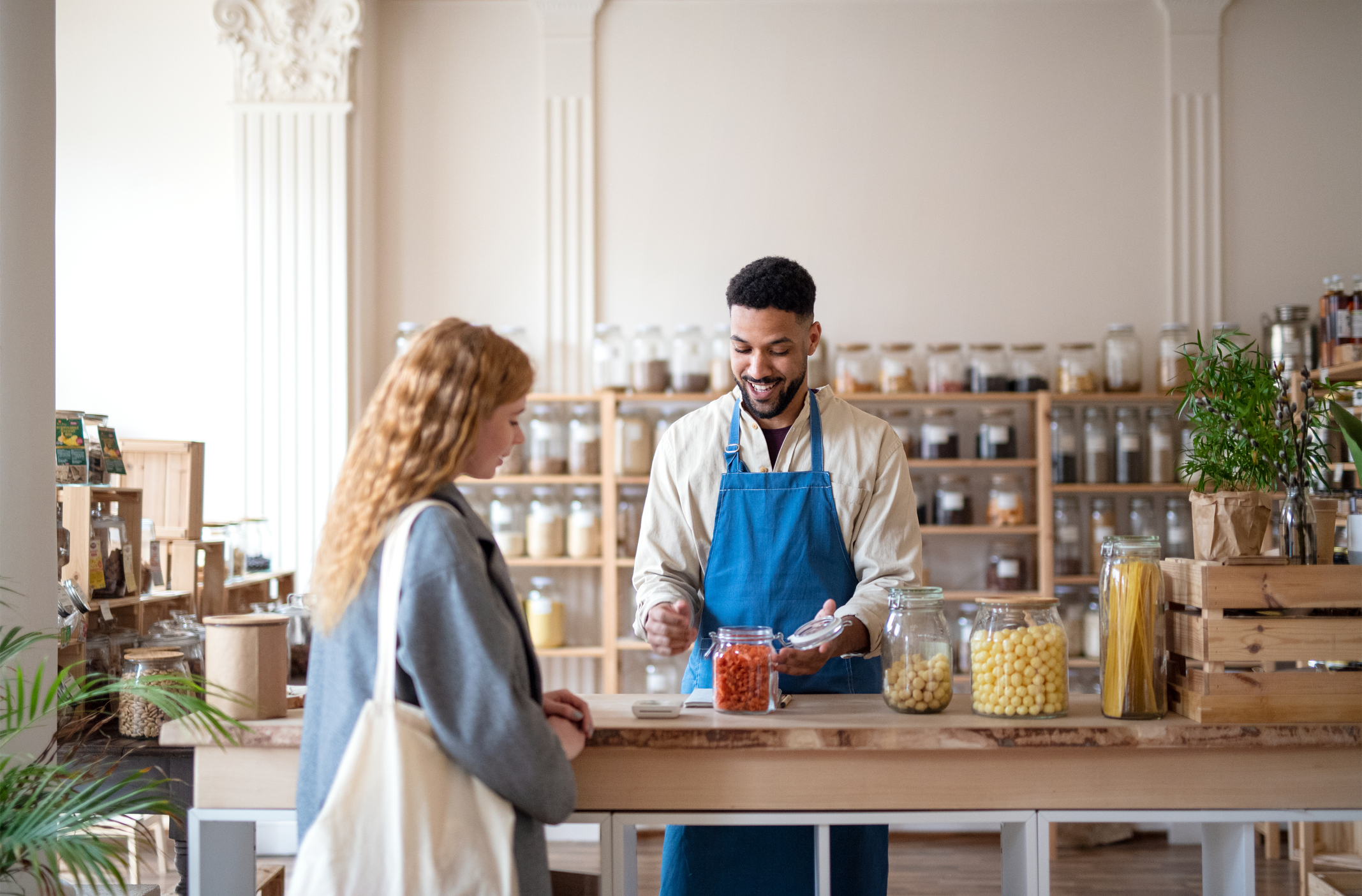 store clerk assisting customer