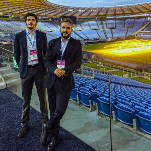 Lorenzo Federici (on the right) during the Social Football Summit 2021